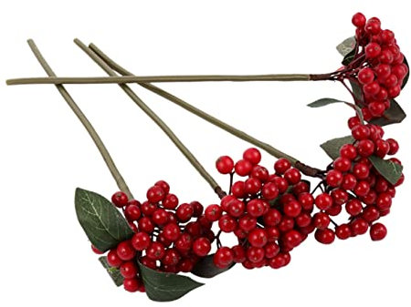 HAWILLOSCH 4stücke Lebendige Künstliche Beerenzweige Adorable Berry Branches Für Weihnachtsdekoration Heim Und Gartenverschönerung Realistische Und Biegsame Stiele Für Wohnzimmer Und