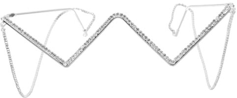 CALLARON Brillengestell Für Damen Halbrahmen Brille Mit Kette Strass Dekorativer Brillenrahmen Modisch