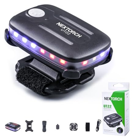 NEXTORCH UT22 Red Blue Strobe Torch, Traffic Police Warning Flashing Light, Helmet Shoulder Clip on Signal Torch, Type-C Rechargeable, Gravity Sensing, Emergency Security Warning Patrol Cycling Light