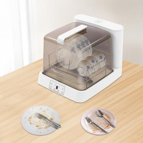 Klein Tischgeschirrspüler 800W Mini Spülmaschine 6L Tragbarer Dishwasher Automatisches Freistehender Geschirrspüler mit 3 Waschmodi für Wohnungen Camping Schlafsäle