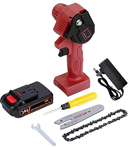 Sierra de cadena a batería Mini motosierra inalámbrica Sierra de cadena eléctrica de 4 pulgadas Sierra de poda portátil de mano con batería recargable para corte de madera de ramas de árboles y jardín