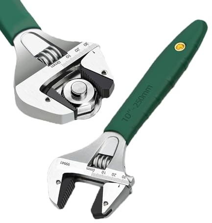 Llave ajustable de metal, llave de carraca, llave grande multifunción - Llave de tubo de apertura grande con escala graduada, acero al carbono, empuñadura ergonómica para el hogar