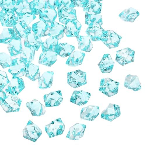 QUARKZMAN 200pcs Piedras de Hielo Falsas Acrílico Azul Negro Cristales Piedras de Gema Diamantes Falsos Destellantes de Hielo Triturado para Rellenos de Jarrones