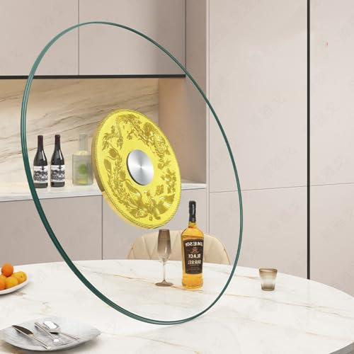 Generisch Lazy Susan aus Glas, Drehteller aus Glas für Küchen-/Esstisch, Serviertablett, 61 cm, 71 cm, 81 cm, 88 cm, großer drehbarer Servierteller, leicht zu teilen, explosionsgeschützt, ge