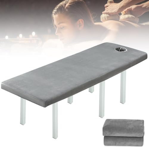 VEGOATY Spannbezug für Massageliegen mit Loch, Waschbare Massageliege Bezug | Kristallsamt Dick Beauty Bettbezug, 190X80CM Massagetische Bezug Für alle Massage- oder Behandlungstische, Hyperelastisch