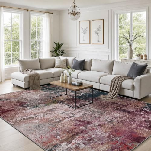 GthreeD Teppich Wohnzimmer Waschbare Teppiche Modern Taupe 200x300cm | Abstrakt Muster Teppich Schlafzimmer Rutschfest Kurzflor Rugs for Living Room Carpet for Esszimmer Büro