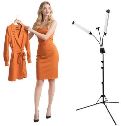 Jerool Doppelarm LED-Lampe | 40W | 3000-6000K | CRI>95 | 360° schwenkbar | Stufenlose Helligkeit | Teleskopstativ | USB | Für Tattoo, Kosmetik & Studio