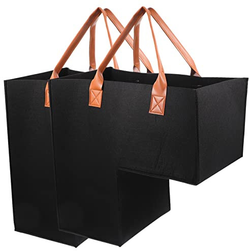 BESTYASH Cesto Portabiancheria a Forma Di l Per Scale Manici, Organizzatore Di Vestiti e Contenitore Per Vestiti Ad Ampia Capacità, Set Da 2 Pezzi Nero Per Stoccaggio in Casa