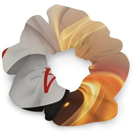Aces-Spades Dice Fire Flaming Women Ponytail Holders Satin Scrunchies Stylish Hair Elastics & Ties