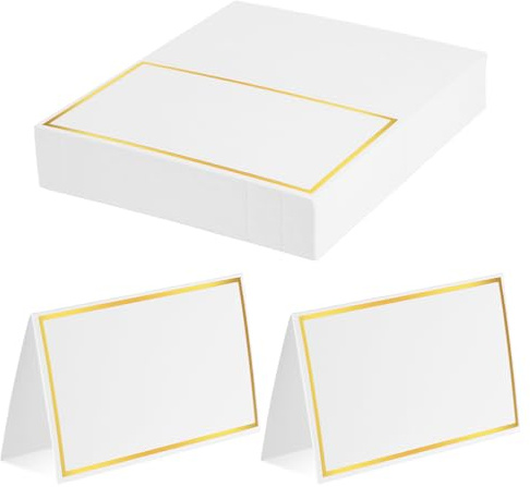cobee 50Pcs Table Name Cards, Place Card for Table Setting, Place Cards with Gold Foil Food Labels for Party Buffet, Wedding Places for Weddings, Banquets Dinner Parties