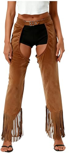 HULIJA Adulte Homme Deguisement Cow Boy Western Costume Cow Boy Chaps Femmes Soirée Thème Festival De Musique Vacances Costume d'halloween