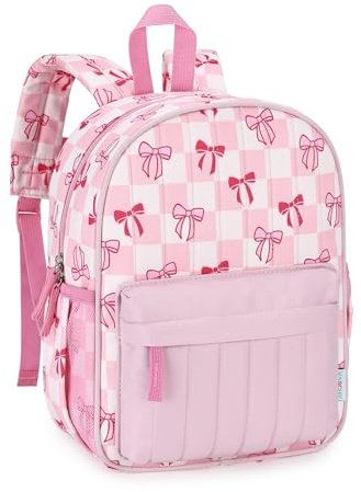 VASCHY Mochila niña 3-7 años 7 L Para Preescolar,Lazo Rosa a Cuadros