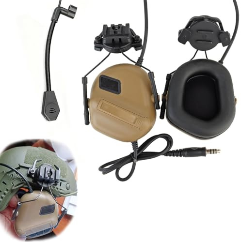 Tactical Headset No Noise Reduction No Sound Pickup, 19–21mm Rail Compatible Waterproof Hunting Headphones, Earmuff Communication Hearing Protector(Brown)