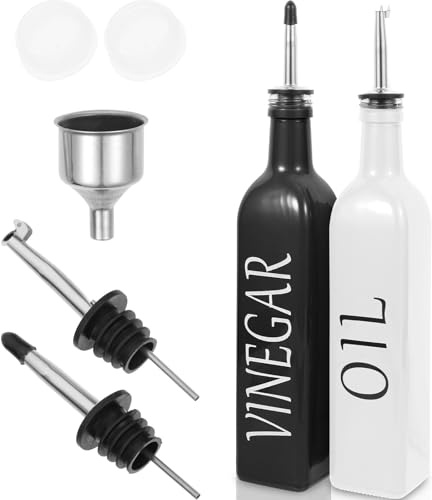 PAMINGONO Set di Dispenser per Olio e Aceto in Vetro Dosatore, Design Unico e Stile Raffinato, Multifunzione per Cucina, Mantiene le Spezie Fresche