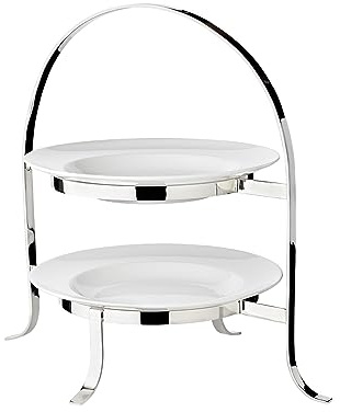 EDZARD Telleretagere Sina (Höhe 33 cm) schwerversilbert, für 2 Teller Ø 20 bis 28 cm, Tellerhalter Etagere