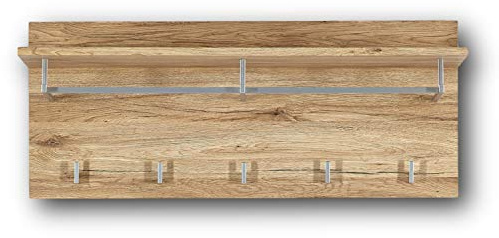 Stella Trading CXHW203041 Sittbänkar och kistor, vit högglans, San Remo-ek, ljust räfflad, 90 x 37 x 30 cm med hylla