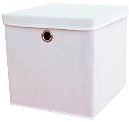 5 Stück Faltbox Weiß 28 x 28 x 28 cm Aufbewahrungsbox faltbar mit Deckel