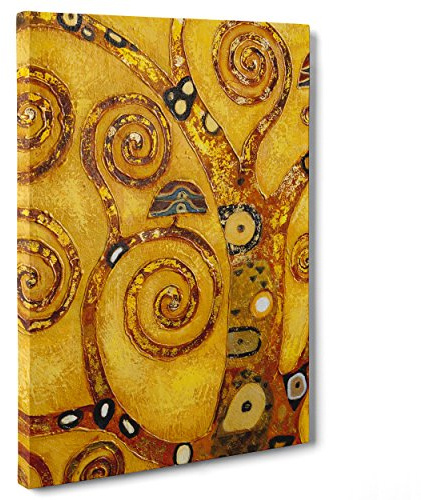 ConKrea Quadro su Tela Canvas - INTELAIATO - Pronto da Appendere - Klimt Particolare - Albero della Vita - 50x70cm - Senza Cornice - (cod.1384)
