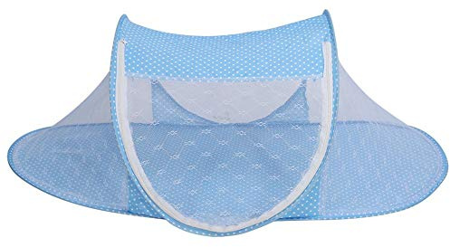 Baby-Säuglingsbett-Überdachung-Moskito-Netz, faltbares Baby-Säuglings-Pop-up Zelt Anti-Bug-Netz, tragbare Baumschulen-Überdachung für Reise-Bett und Spiel, Schatten (Blau)