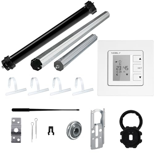 NOBILY Rolladen-Komplett-Set für 60mm (SW60) Achtkantwelle Maxi-Rolladenmotor 20Nm + ZS1 Rolladen Zeitschaltuhr + Mechanik-Set, Gesamtlänge bis 1,50 Meter