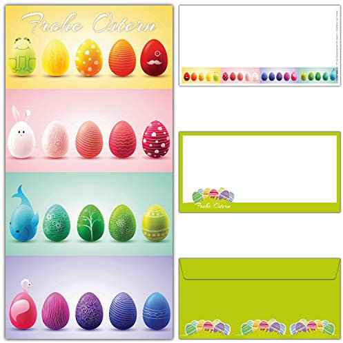 12er Set Osterkarten mit Umschlag 20 OSTEREIER - edle & große Frohe Ostern Grußkarten im DIN lang Format für Privat und Geschäft von BREITENWERK