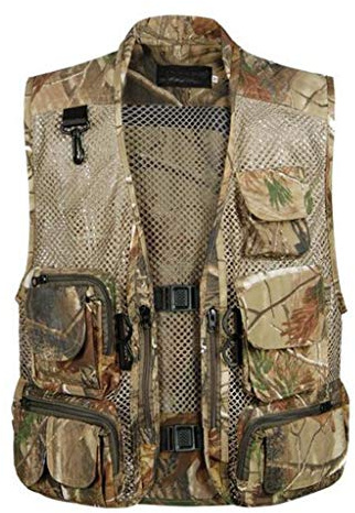 Inzopo Men Outdoor Sport Multi-Pocket Mesh Vest Fly Fishing Photography Hunting Shooting Travel Quick-Dry Jacket Waistcoat - Desert Camouflage, M