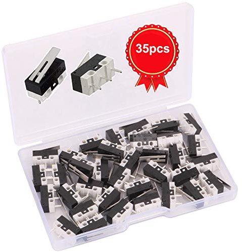 GTIWUNG 35 Stück Mini Mikroschalter, Mechanische Endschalter, AC 1 A 125 V 3 Pin SPDT Grenze Micro Switch lang Scharnier Hebel für Arduino