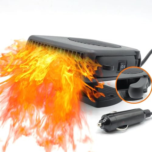 Riloer Calentador de Coche de 12 V 150 W, Calentador de Ventilador Portátil y Enfriador, Desempañador de Descongelación, Ventilador de Calefacción, Desempañador de Parabrisas, Desempañador para Coche