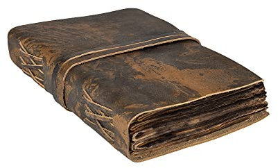 Wanderings Antikes Lederjournal Mit Verbranntem Kante-Papier - 15X23cm - Rustikales Antikes Notizbuch, Perfekt Zum Schreiben, Buch Des Shadows Journals, Ein Grimoire, Skizzieren, Zeichnen, Tagebuch