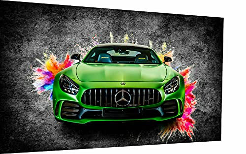 Magic Canvas Art - Bilder Mercedes Abstrakt AMG Leinwandbild 1- teilig Hochwertiger Kunstdruck modern Wandbilder Wanddekoration Design Wand Bild – A3518, Größe: 180 x 100 cm