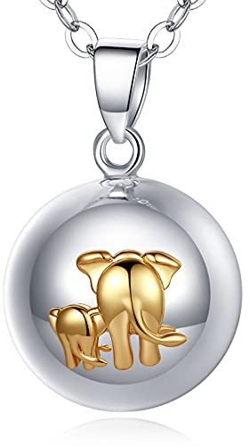 EUDORA Harmony Ball Collana Angeli Gravidanza Ciondolo Chiama Angeli, Ciondolo Elefante Madre Bambino Collane Donna Bola Messicana Maternita per Mamma e Bambino Regalo Originale Bel Gioielli, 114cm