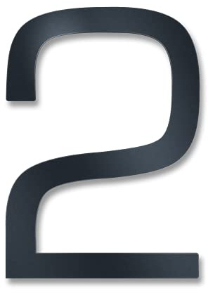 Metzler Moderne Hausnummer aus massivem Stahl - Moderne Schriftart - Feinstruktur Pulverbeschichtet Anthrazit RAL 7016 - inkl. Befestigungsmaterial - Höhe 20 cm - Ziffer 2