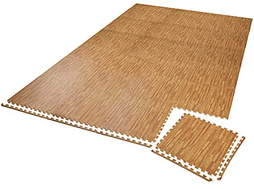 tectake Bodenschutzmatte, Puzzle Matte für den Boden, Schutzmatten für Fitness Übungen, Fitnessgeräte, als Fallschutzmatten indoor, Belag für Garagenboden, dicke Puzzlematten 61cm x 61cm