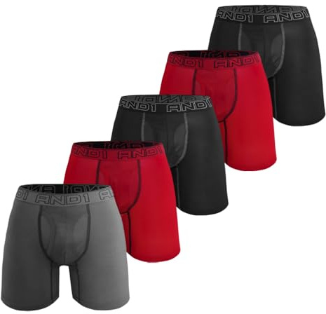 AND1 Sport boxershorts, 5-pack underkläder, herrkalsonger, retroshorts herr, boxers, kalsonger, sportunderkläder, retrounderkläder, Stil 4, L