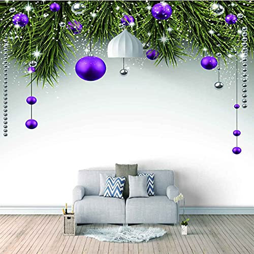 FVGKYS Wandbilder Schlafzimmer Erwachsene Kinder Tapete Plakate 3D Lila Hängende Weihnachtskugel Selbstklebend Wandgemälde Wandtattoo Kunst Dekoration Für Wohnzimmer Küche Wanddekoration 200x150cm