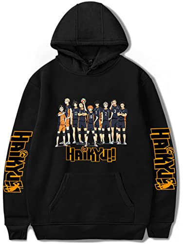 YIMIAO Mädchen Damen Up to Date Japanese Haikyuu Hoodie Casual Anime Volleyball Junior Sweatshirt Unisex Karasuno High School Kapuzenpullover Herren Pullover(XXS)