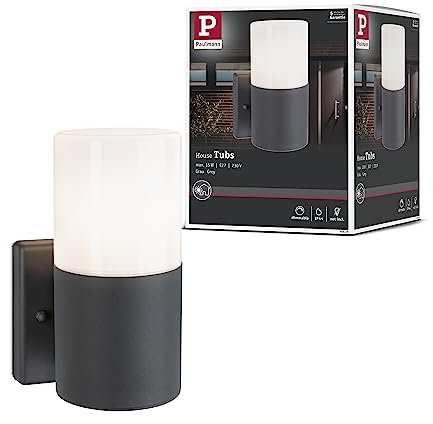 Paulmann 94649 Lampada per esterni lampada da parete Tubs IP44 rotonda max. 15 W grigio opaco metallo, plastica apparecchio da giardino E27