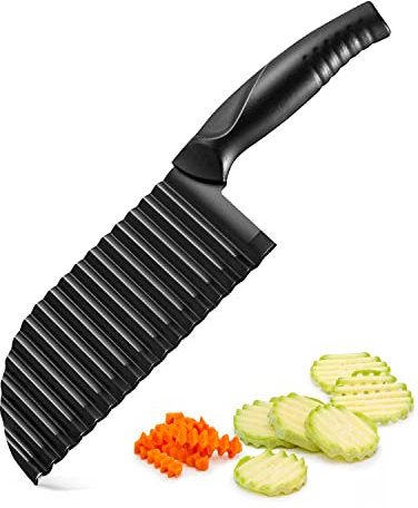 Ruikdly Wellenschneider, Wellenmesser Kartoffelschneider Messer Riffelmesser Edelstahl Pommesschneider für Pommes,Salat Gemüse und Butter