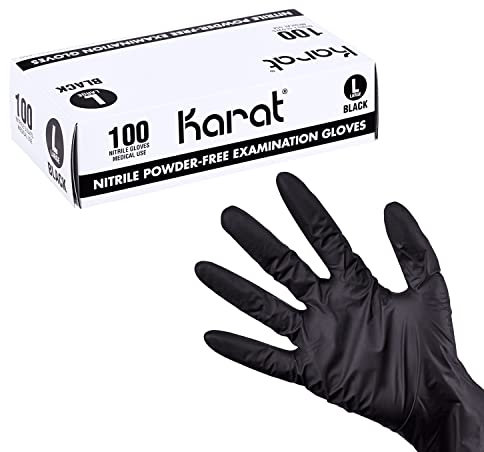 Karat Puderfreie Nitrilhandschuhe, Größe L, 1000 Stück, Schwarz