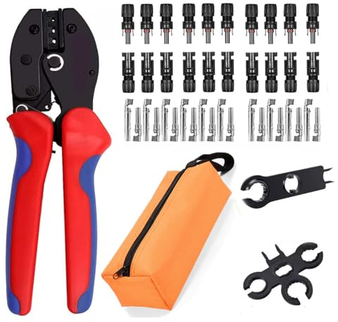QeeHeng Kit de Conectores Solares Con 10 Pares y 2 Llaves Inglesas - Herramientas de Prensado y Engarzado para Cables de Panel de 2,5/4/6 mm²