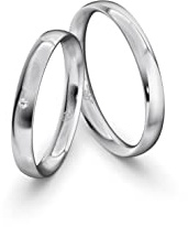 JC Trauringe Weißgold 333 Paarpreis Eheringe Gold | Verlobungsringe Gold breit 3,0 mm I Partnerringe mit Gravur in edler Schatulle I 2 Hochzeitsringe Herrenring & Damenring mit Stein