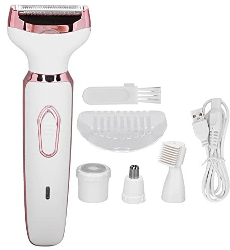 Rasoio Elettrico per Donne,Rasoio cordless per donne,4 in 1 rasoio elettrico per sopracciglia rasoio a secco e umido con lama in acciaio inossidabile per la rimozione dei peli del viso per le donne