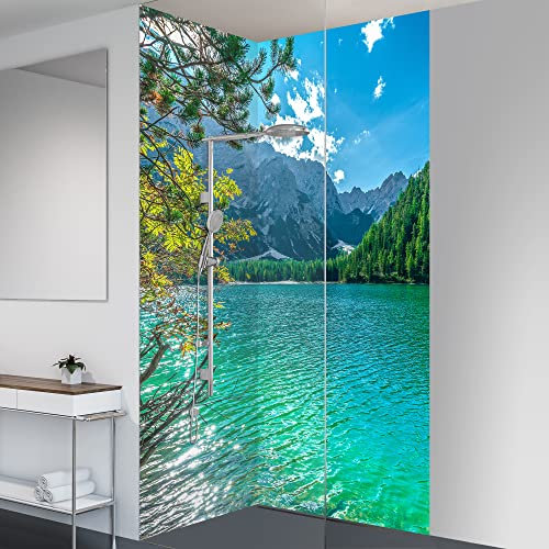 yourplate Duschrückwände mit individueller Größe (2 Rückwände – Premium Nano Glanz – bs741) – Duschrückwand Alu mit Feuchtigkeitsschutz – Rückwand Dusche zur einfachen Montage