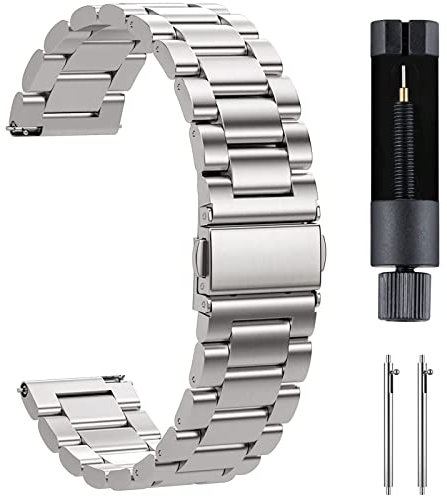 GOHHME Uhrenarmband 18mm Ersatzarmbänder - mit verstellbarem Glied Werkzeug zum Abnehmen Metallarmbanduhr für Mann und Frau