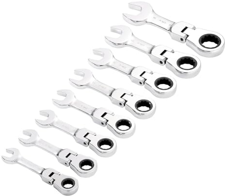 Draper 27982 HI-TORQ Metric Stubby Flexible Head Ratchet Combination Spanner Set (8 Piece)