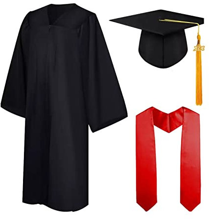 ZONEWD Graduation Gown and Mortarboard Hat - Academic Gown | Graduation Costume Teen Outfit for High School, College, University Ceremonies