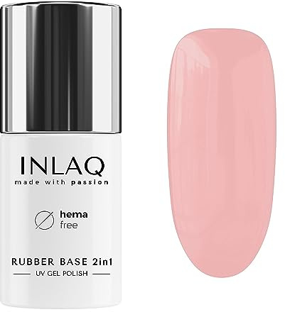 INLAQ® 2in1 Rubber Base Gel UV HEMA Free Nostalgia 6 ml - Gel Nagellack bis zu 95% Deckkraft Base Gel für Nagellack UV - Hardgel für Nägel Basisgel