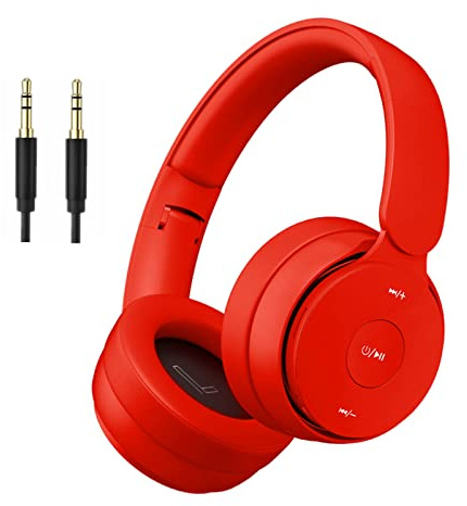 Générique RexDigi Casque sans Fil Bluetooth on-Ear, Hi-FI Stéréo Casque Pliable Filaire/sans Fil/TF, Casque léger pour Voyage/Adulte/Enfants/Adolescent, 25 Heures de Lecture (Rouge) (Red)