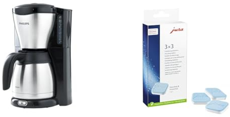 Philips Filterkaffeemaschine – 1.2-Liter-Thermoskanne & JURA original - Entkalkungstabletten für 3 Entkalkungsvorgänge - TÜV-zertifizierte Hygiene - 3er-Pack - 61848