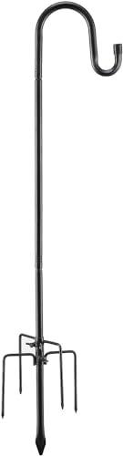 LAIDER HEROS Garden Schäferhaken, 157cm Mit Heavy Duty Rust Resistant Haken 5 Prong Base Shepherds Crook Hook für Pflanzenkörben, Laternen, Hochzeitsdekoration/Mattschwarz